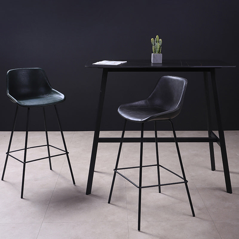 Scandinavian Coffee Shop Low Back Stool Matte Finish Leather Barstool