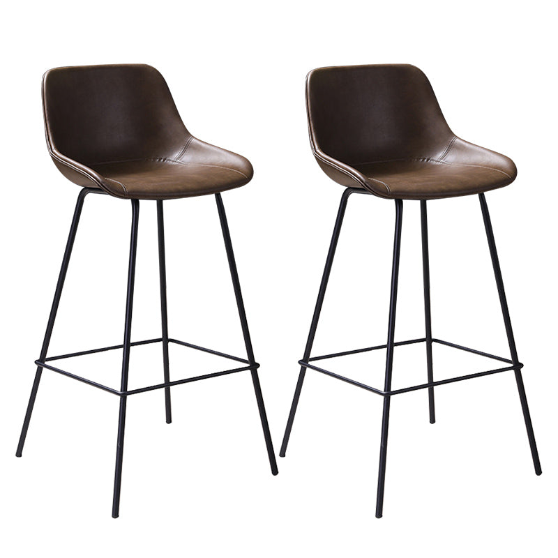 Scandinavian Coffee Shop Low Back Stool Matte Finish Leather Barstool