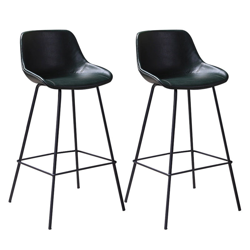 Scandinavian Coffee Shop Low Back Stool Matte Finish Leather Barstool