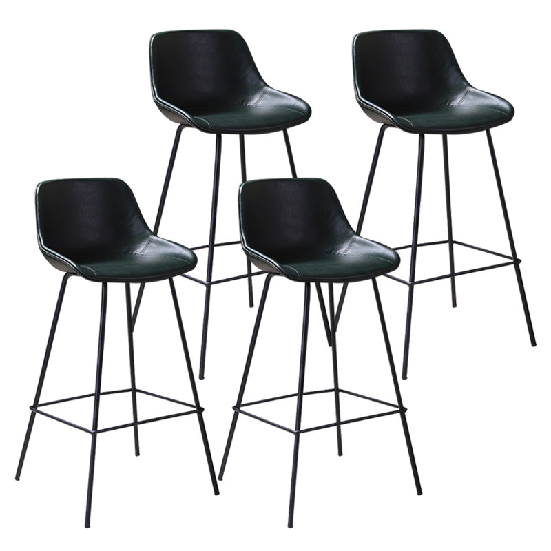 Scandinavian Coffee Shop Low Back Stool Matte Finish Leather Barstool