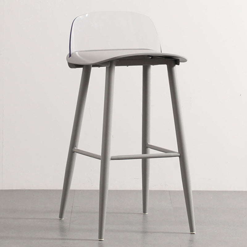 Nordic Armless Backrest Counter Stool Iron Cafe Bar Stool with Acrylic Seat