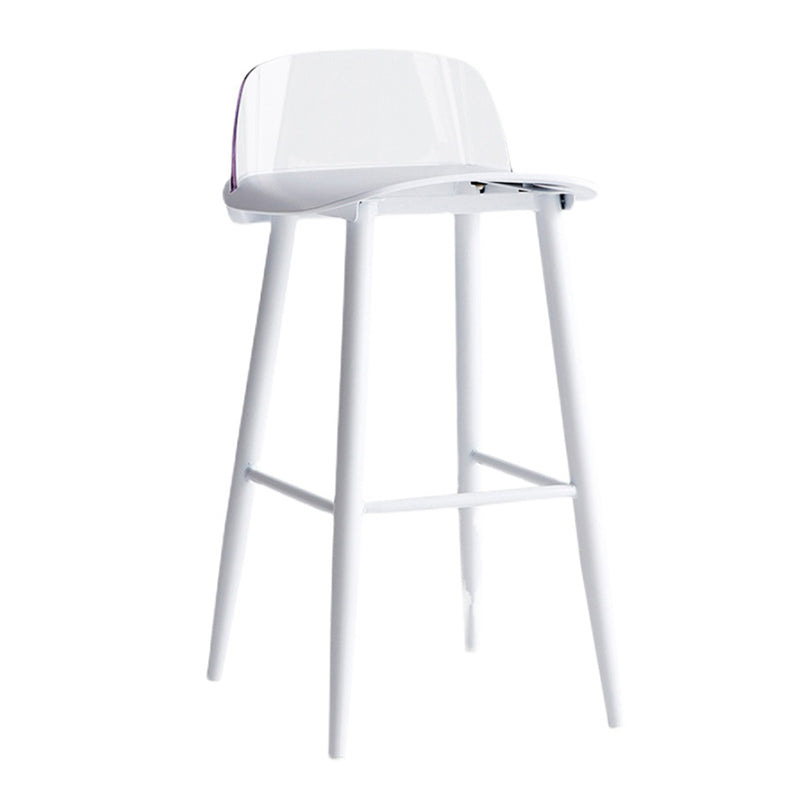 Nordic Armless Backrest Counter Stool Iron Cafe Bar Stool with Acrylic Seat