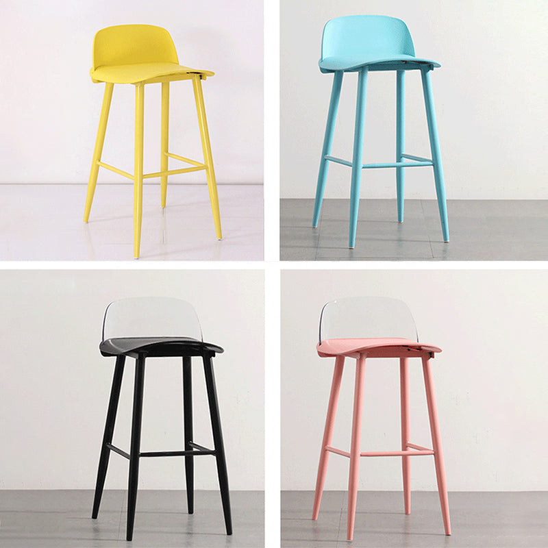 Nordic Armless Backrest Counter Stool Iron Cafe Bar Stool with Acrylic Seat