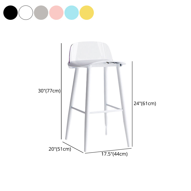 Nordic Armless Backrest Counter Stool Iron Cafe Bar Stool with Acrylic Seat