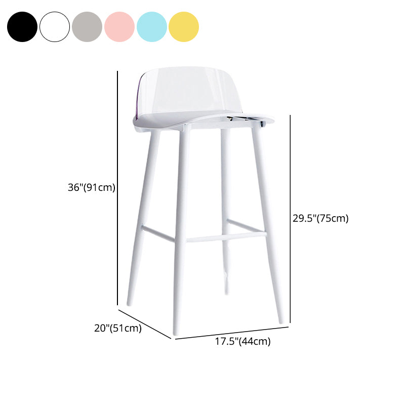 Nordic Armless Backrest Counter Stool Iron Cafe Bar Stool with Acrylic Seat