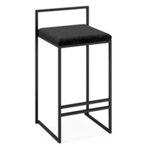 Modern Armless Backrest Counter Stool Iron Cafe Bar Stool with Cushion and Pedal