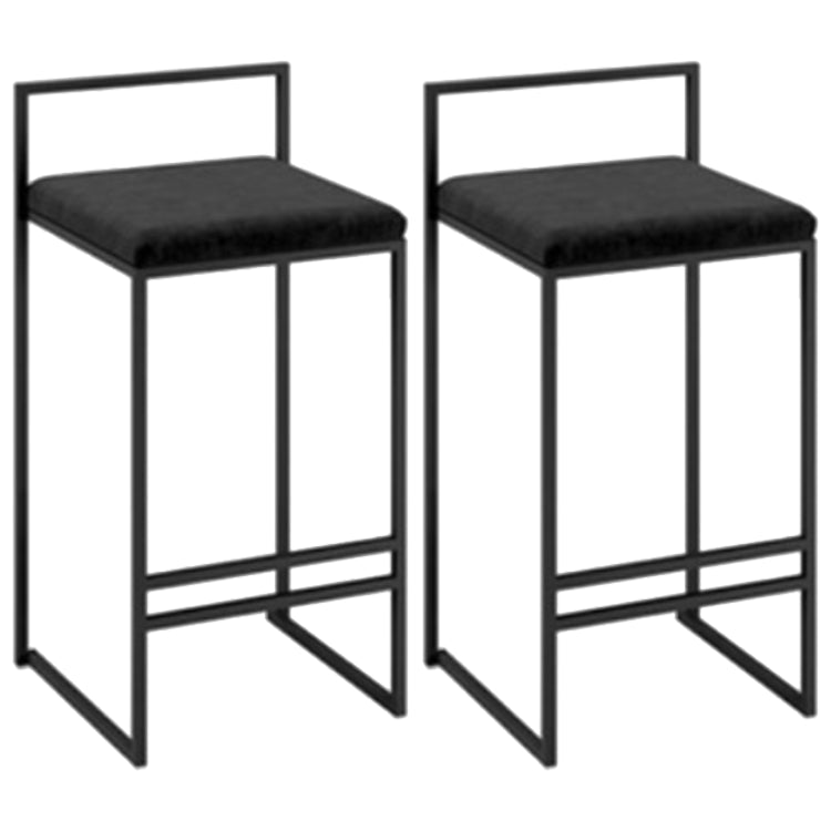 Modern Armless Backrest Counter Stool Iron Cafe Bar Stool with Cushion and Pedal