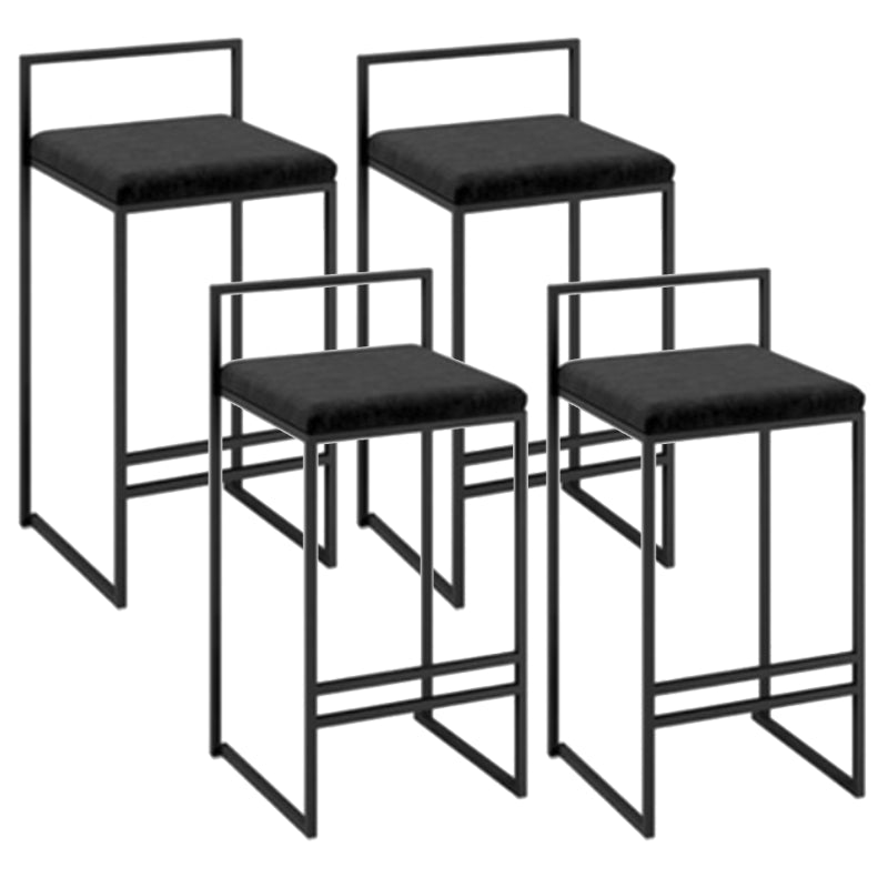 Modern Armless Backrest Counter Stool Iron Cafe Bar Stool with Cushion and Pedal