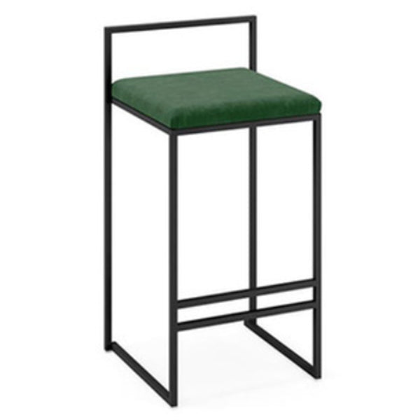 Modern Armless Backrest Counter Stool Iron Cafe Bar Stool with Cushion and Pedal