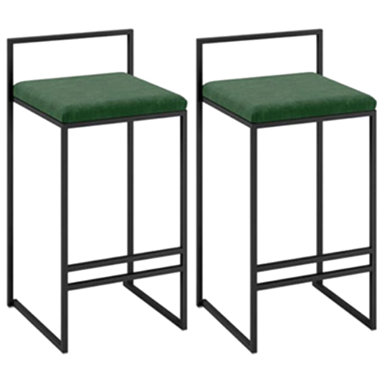 Modern Armless Backrest Counter Stool Iron Cafe Bar Stool with Cushion and Pedal