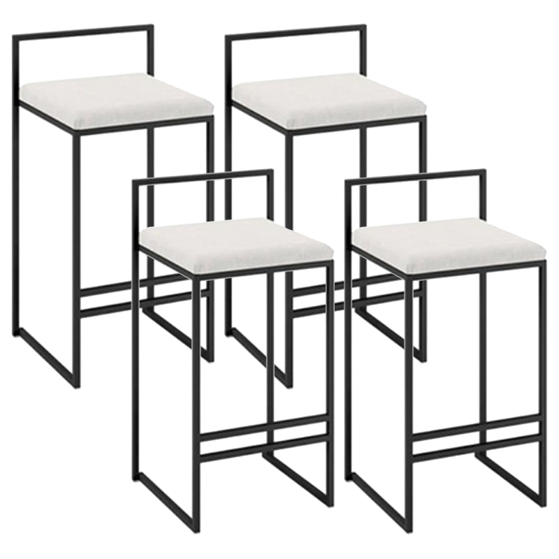 Modern Armless Backrest Counter Stool Iron Cafe Bar Stool with Cushion and Pedal