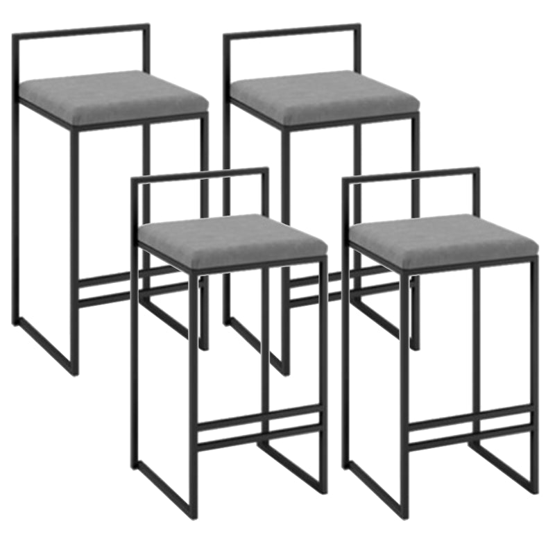 Modern Armless Backrest Counter Stool Iron Cafe Bar Stool with Cushion and Pedal