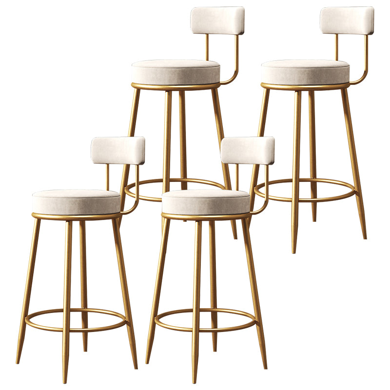 Nordic Armless Backrest Counter Stool Iron Cafe Bar Stool with Velvet Cushion