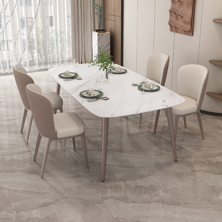 Nordic 1/2/5/7 Pieces Rectangle Dining Set Sintered Stone Dining Table with Leather Chairs