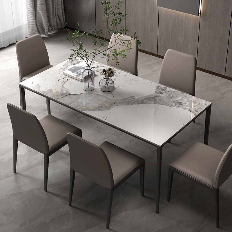 Designer Style 1/2/5/7 Pieces Dining Set Sintered Stone Top Table with Leather Chairs