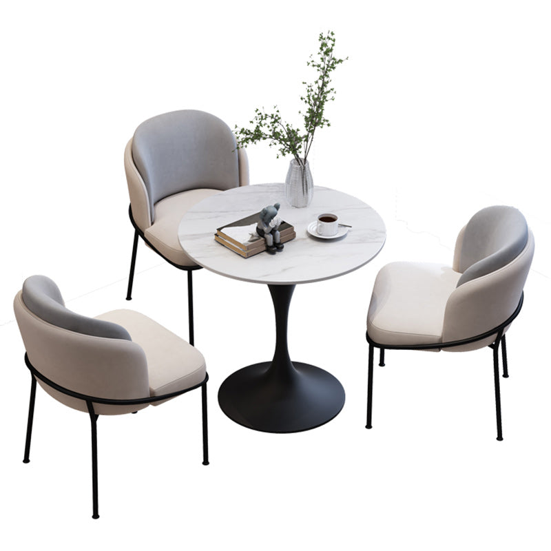 Modern 1/2/3/4/5 Pieces Dining Set Round Stone Dining Table for Dining Room