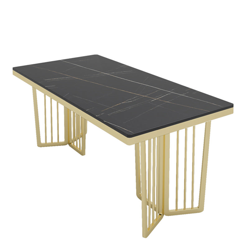 Glam 1/2/5/6/7 Pieces Gold Dinette Set with Sintered Stone Top Rectangle Dining Table Set