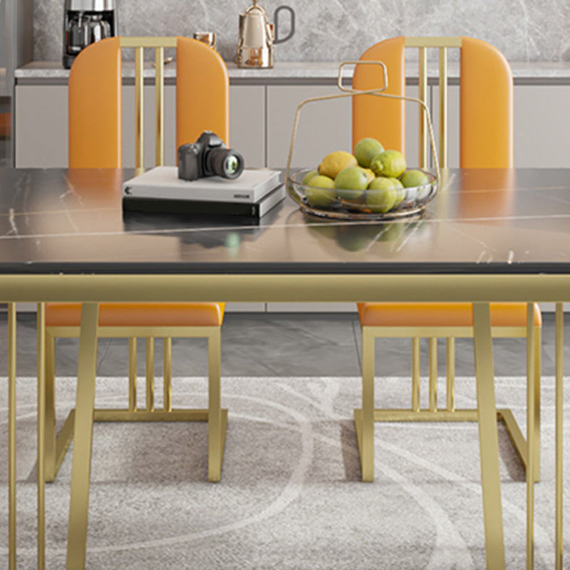 Glam 1/2/5/6/7 Pieces Gold Dinette Set with Sintered Stone Top Rectangle Dining Table Set