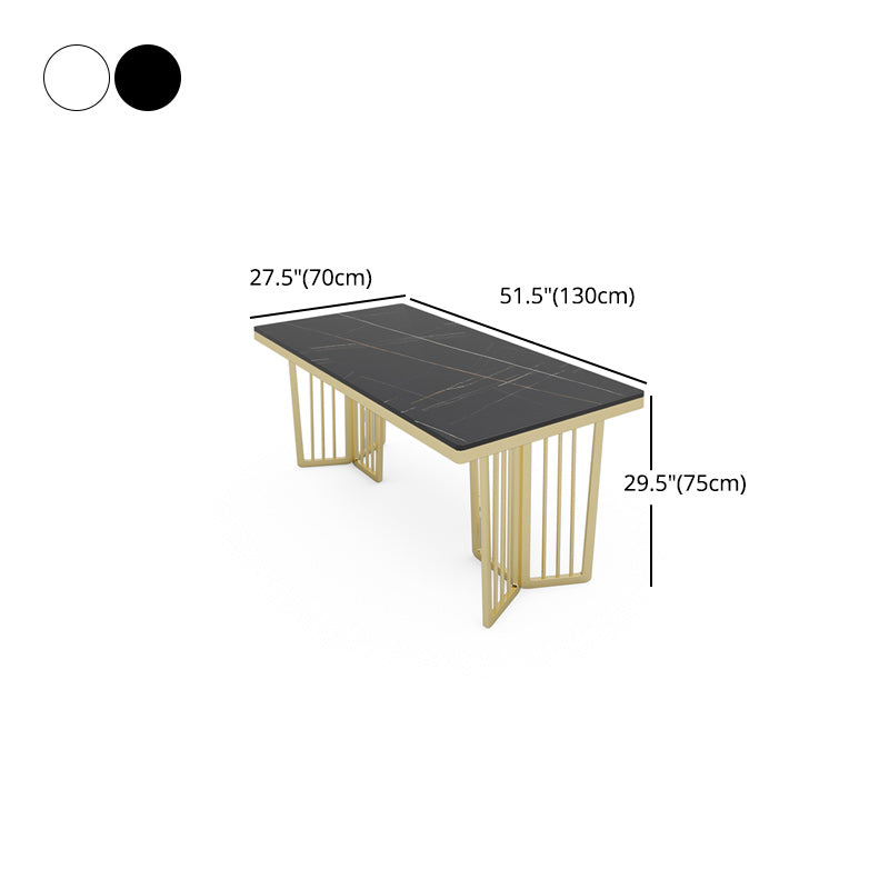 Glam 1/2/5/6/7 Pieces Gold Dinette Set with Sintered Stone Top Rectangle Dining Table Set