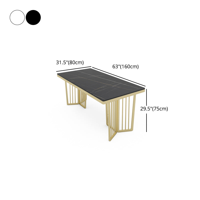 Glam 1/2/5/6/7 Pieces Gold Dinette Set with Sintered Stone Top Rectangle Dining Table Set