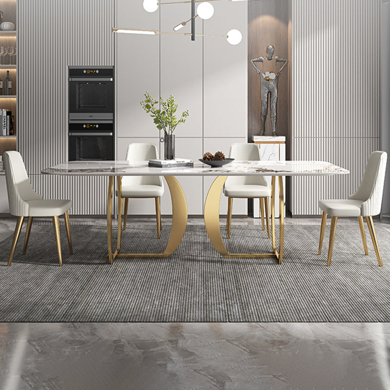 1/2/5/7 Pieces Luxury Dining Set Sintered Stone Top Dining Table with Leather Chairs