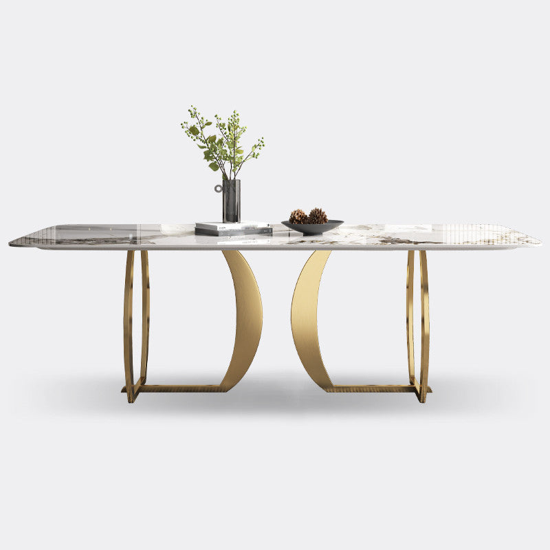 1/2/5/7 Pieces Luxury Dining Set Sintered Stone Top Dining Table with Leather Chairs