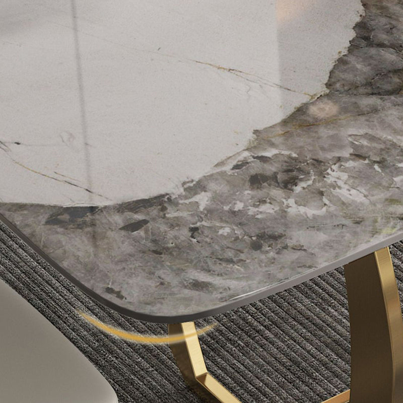 1/2/5/7 Pieces Luxury Dining Set Sintered Stone Top Dining Table with Leather Chairs