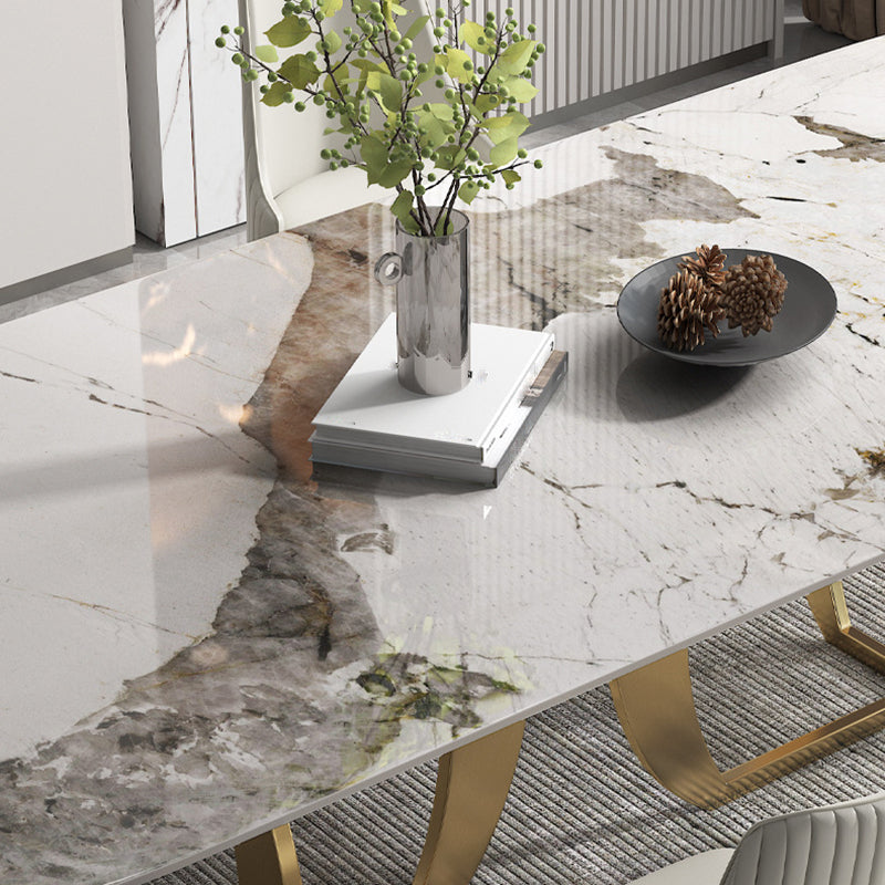 1/2/5/7 Pieces Luxury Dining Set Sintered Stone Top Dining Table with Leather Chairs