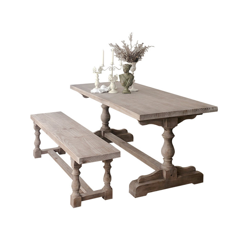 Solid Wood Dining Table Modern Rectangular Table with Trestle Base