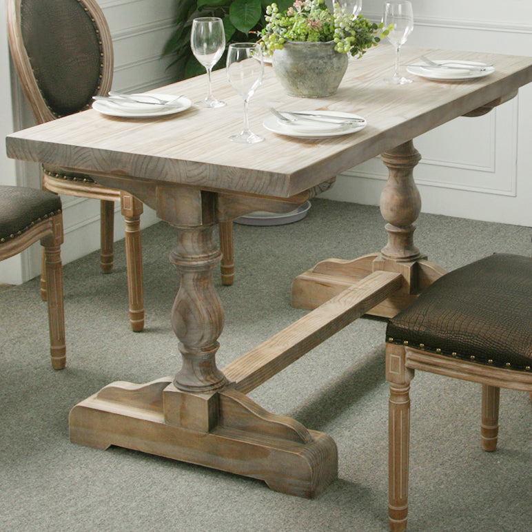 Solid Wood Dining Table Modern Rectangular Table with Trestle Base