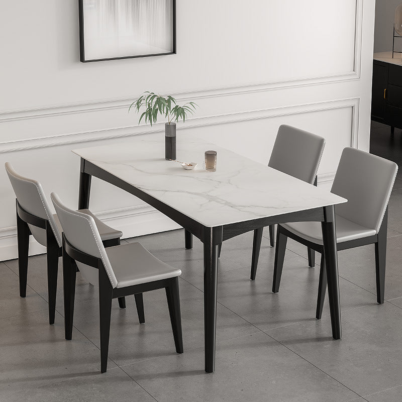 Table de salle à manger blanche moderne avec 4 pieds Table de salle à manger rectangulaire en ardoise