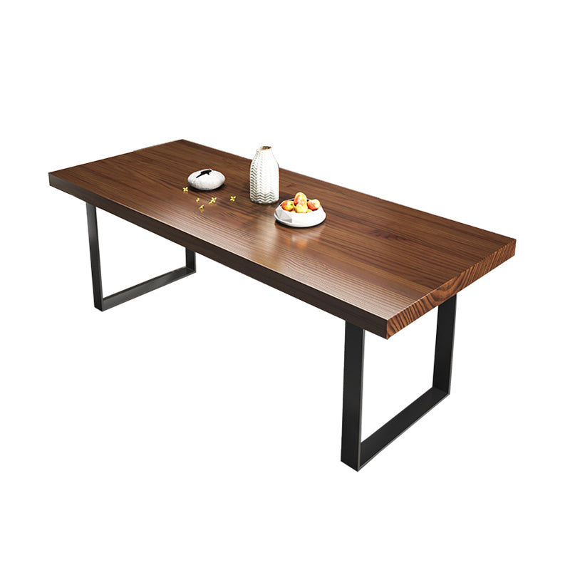 Modern Solid Wood Table Rectangular Pine Wood Dining Table with Black Sled Base