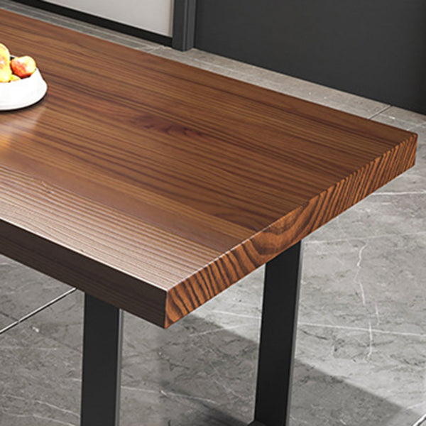 Modern Solid Wood Table Rectangular Pine Wood Dining Table with Black Sled Base