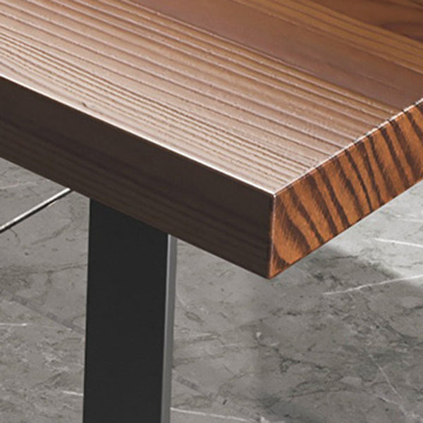 Modern Solid Wood Table Rectangular Pine Wood Dining Table with Black Sled Base