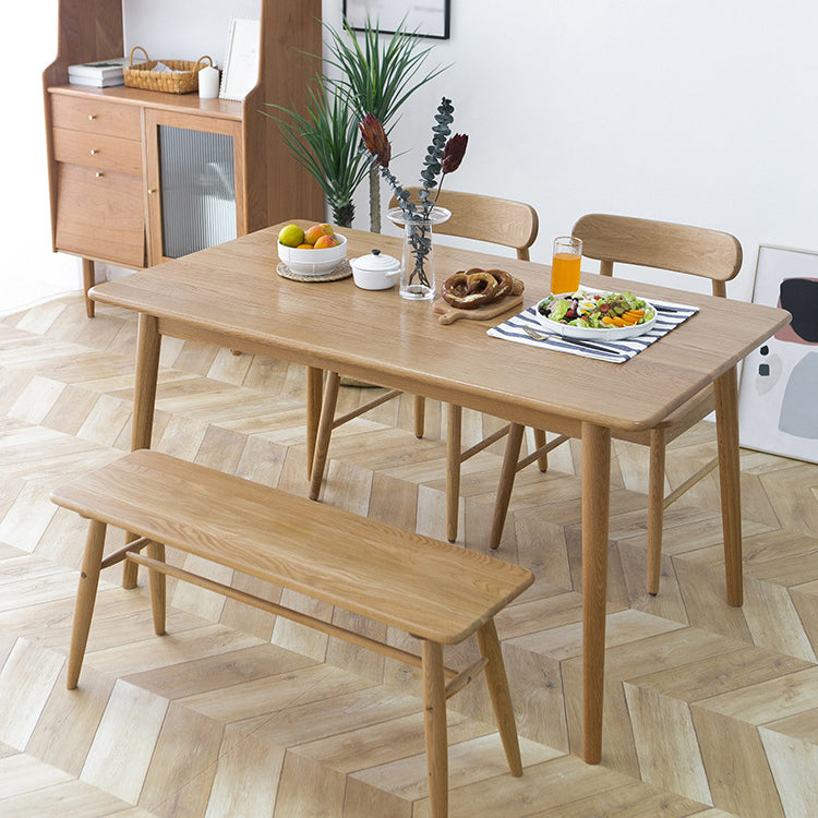 Solid Oak Dining Table Modern Rectangle Dining Table with 4 Natural Finish Legs