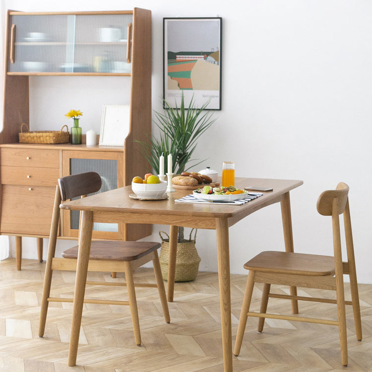 Solid Oak Dining Table Modern Rectangle Dining Table with 4 Natural Finish Legs