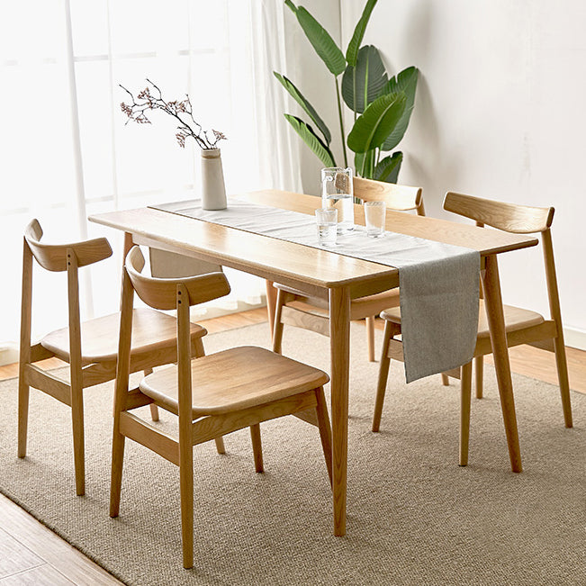 Solid Oak Dining Table Modern Rectangle Dining Table with 4 Natural Finish Legs