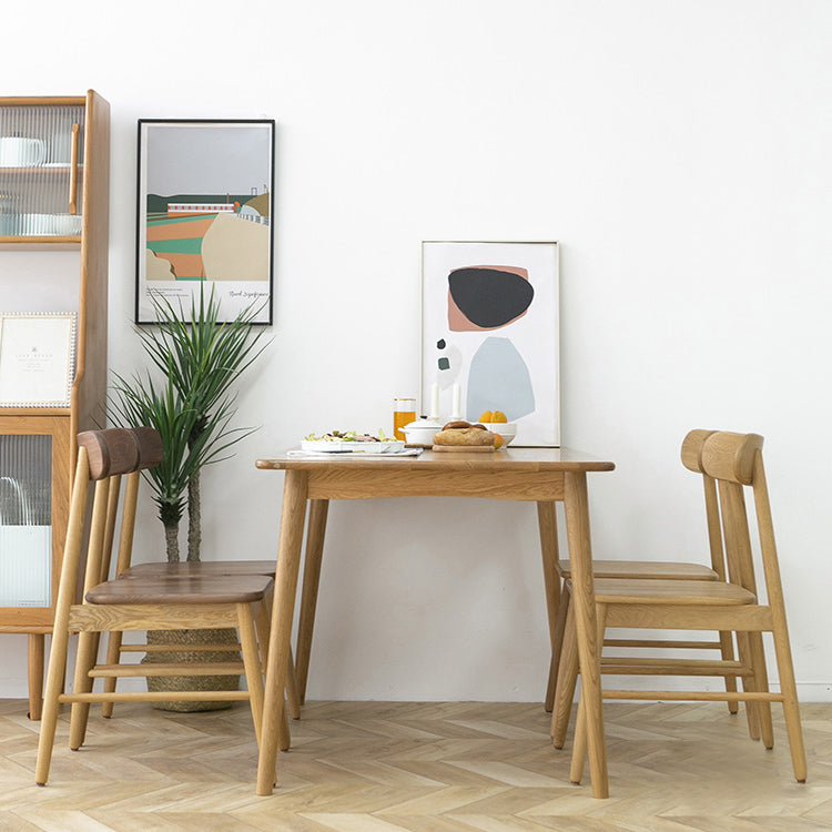 Solid Oak Dining Table Modern Rectangle Dining Table with 4 Natural Finish Legs