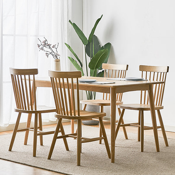 Solid Oak Dining Table Modern Rectangle Dining Table with 4 Natural Finish Legs