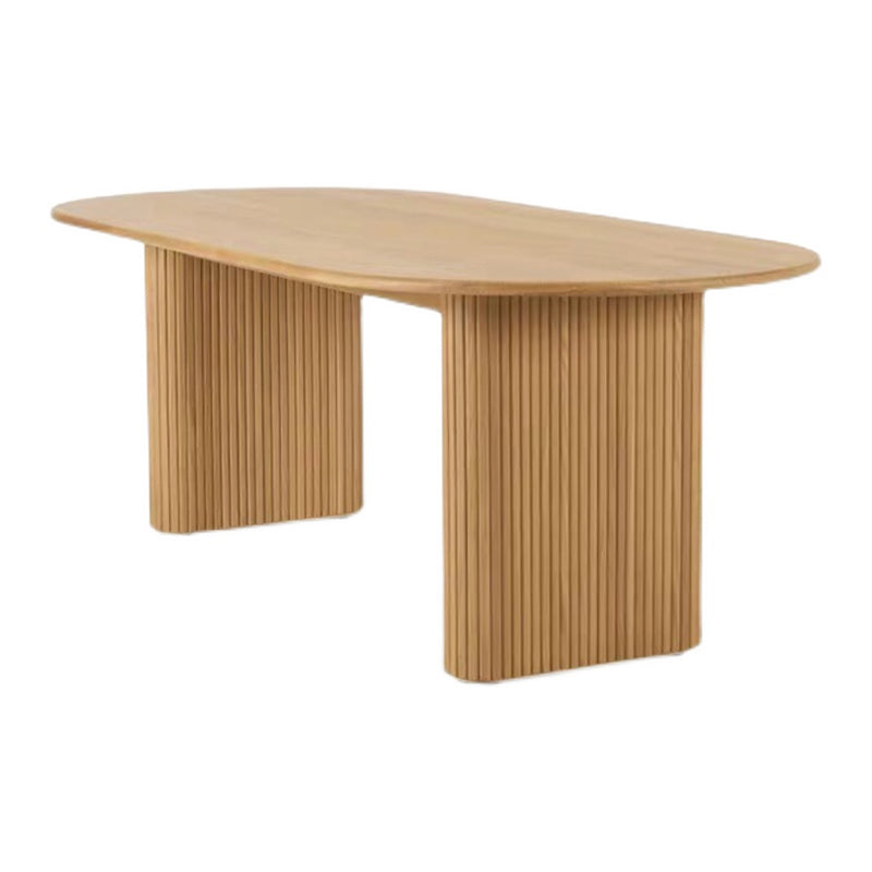 Double Pedestal Furniture Simplicity Style Oval Solid Wood Dining Room Collection