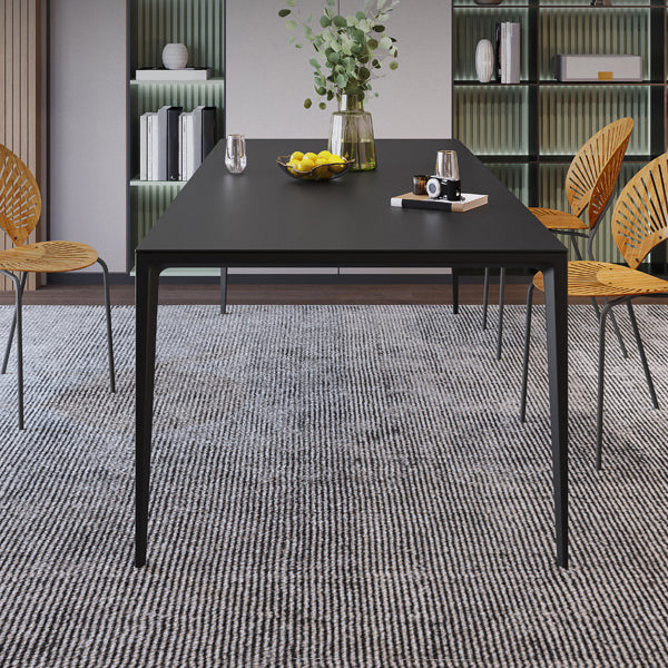 Black Stone Dining Table Contemporary Dining Table with 4 Legs