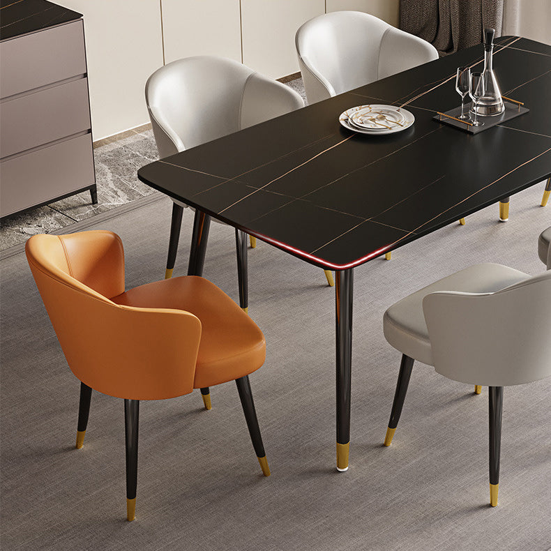 Stone Top Dining Table Contemporary Table with 4 Legs in Black