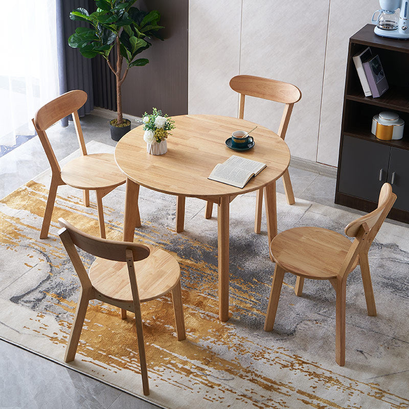 Solid Wood Top Dining Table Round Contemporary Table with 4 Legs