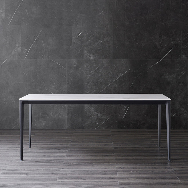 Stone Top Dining Table Contemporary Dining Table with 4 Black Legs