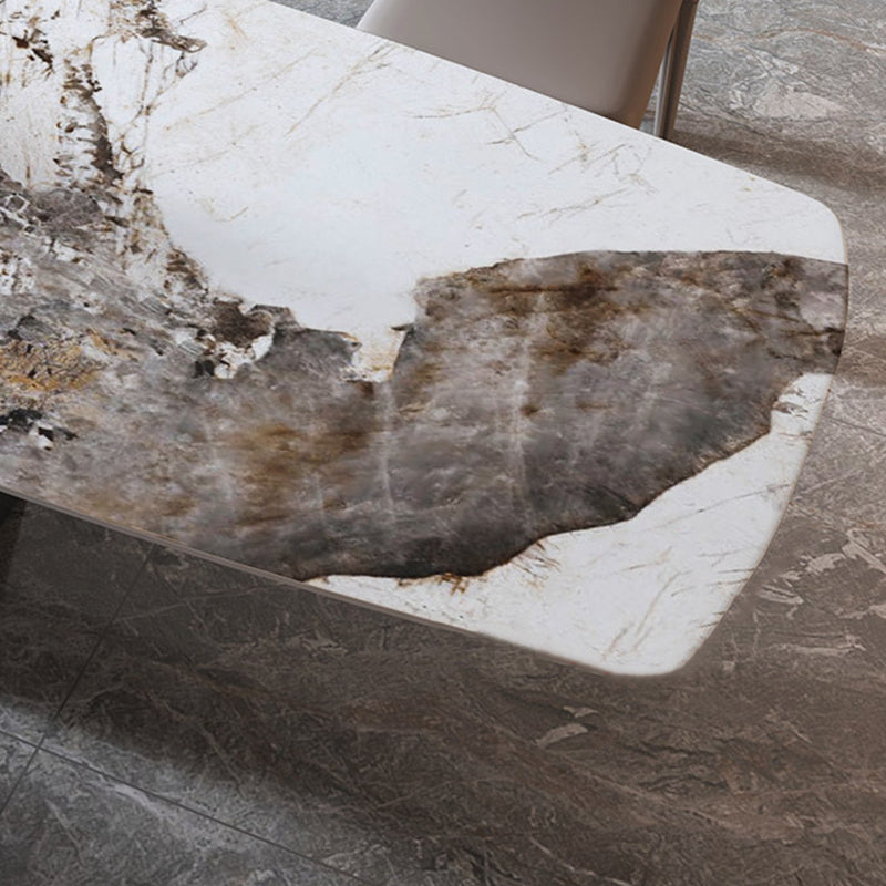 Rectangle Stone Dining Table Contemporary Dining Table with Pedestal Base