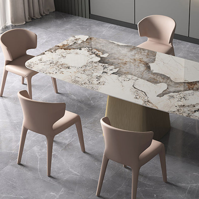 Rectangle Stone Dining Table Contemporary Dining Table with Pedestal Base