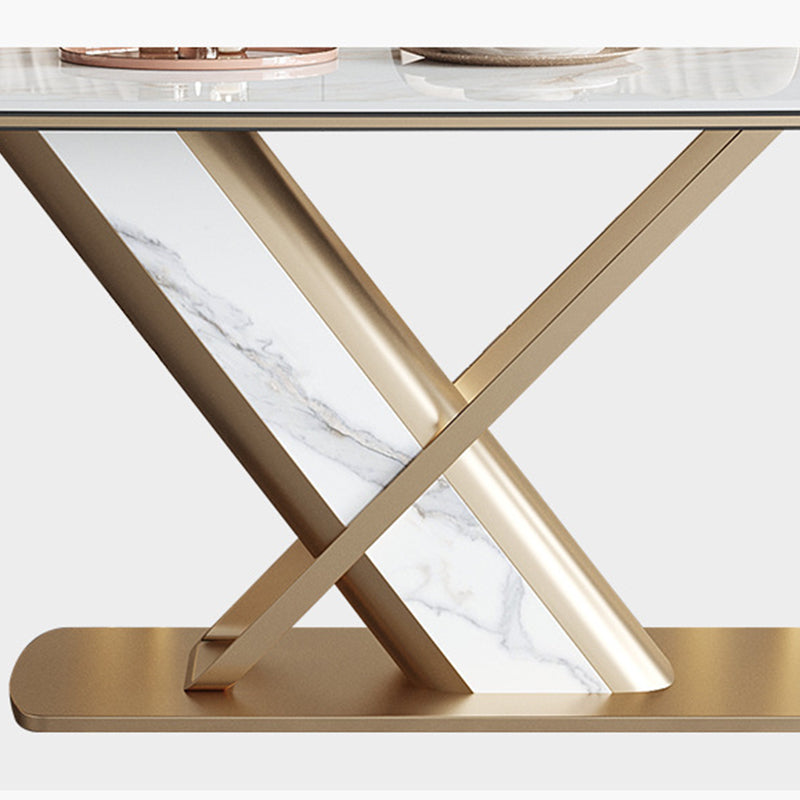 Stone Top Dining Table Traditional Luxury Rectangle Dining Table with Pedestal Base