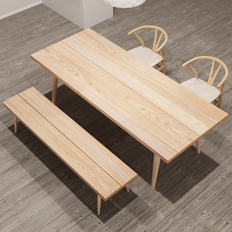 Contemporary Natural Wood Table Ash Rectangle Dining Table with 4 Legs
