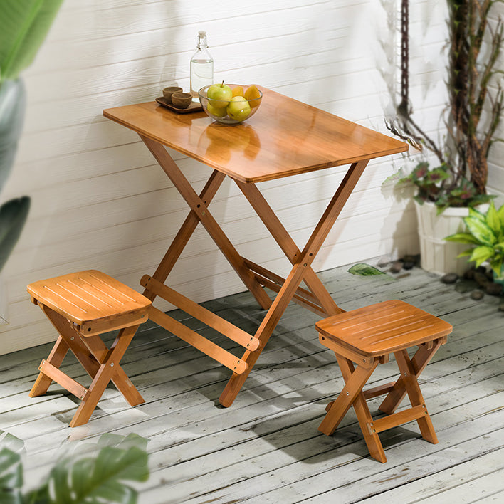Contemporary Natural Wood Table Bamboo Home Dining Table with Pedestal