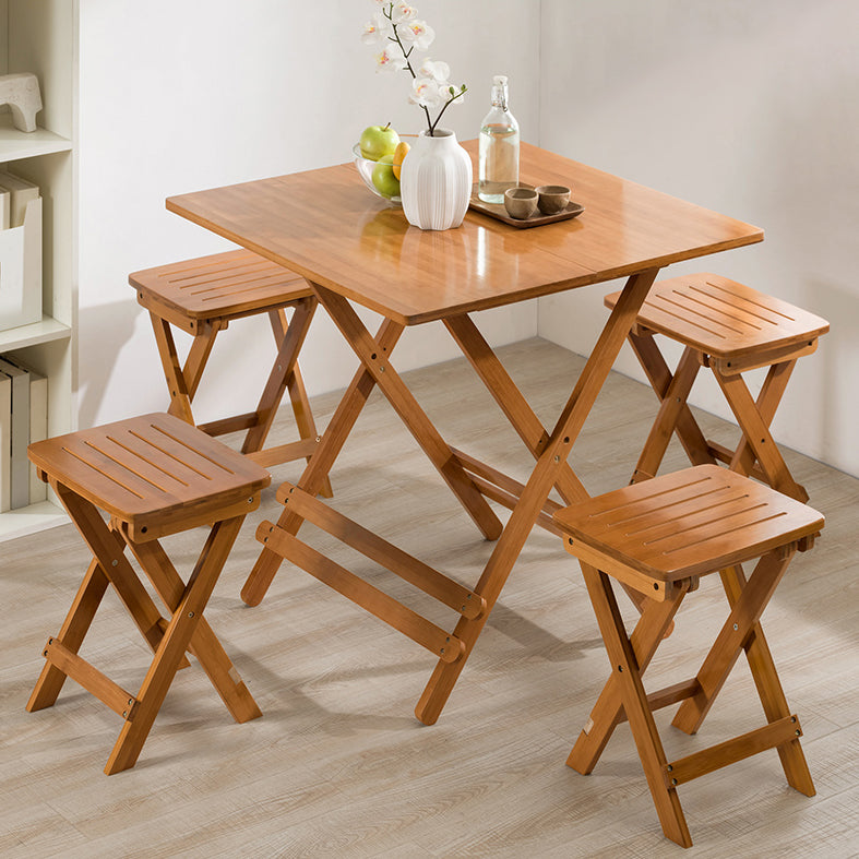 Contemporary Natural Wood Table Bamboo Home Dining Table with Pedestal